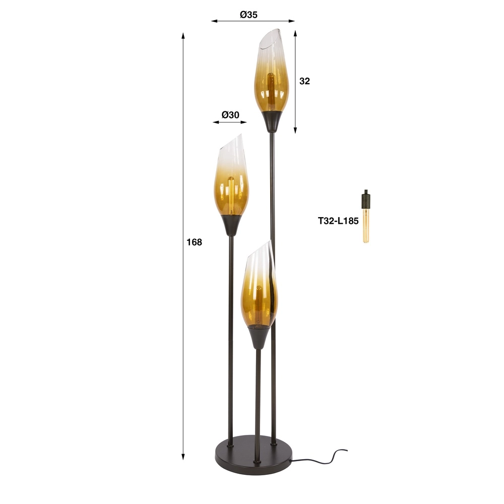 Glass floor lamp Cocoon 3x E27 - 168cm - fading glass Lyora 8716803511880