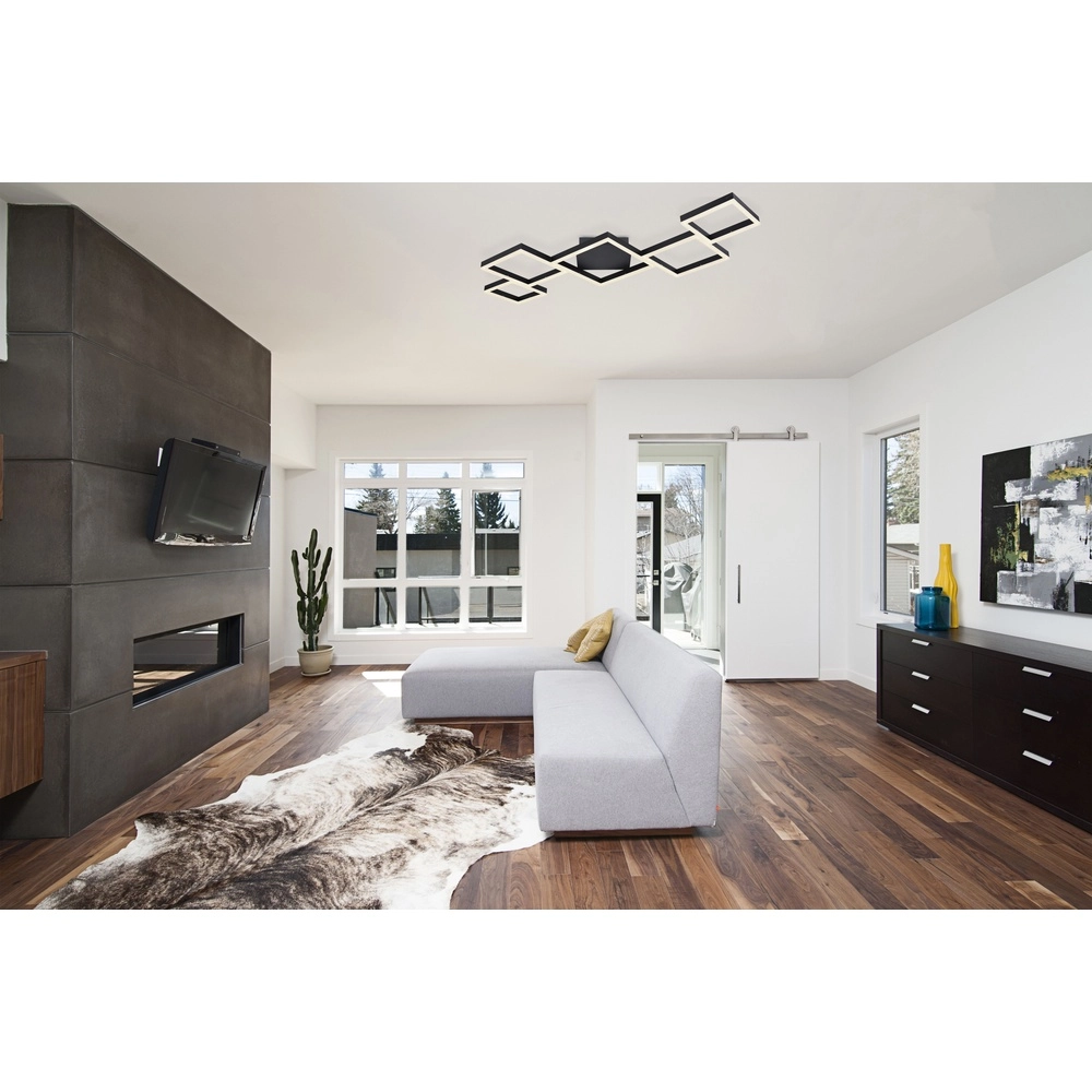 Modern ceiling lamp Kurio squares black Globo 9007371411788