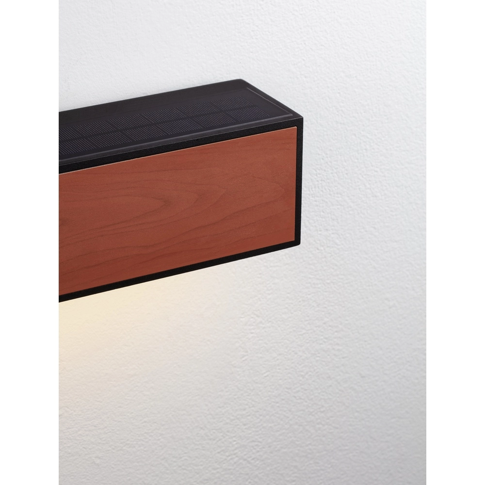 Solar wall lamp Brown black with wood Lyora 5212017449443