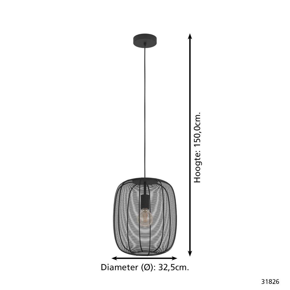 Black pendant lamp Rinroe Ø 32.5cm Eglo 9002759318260