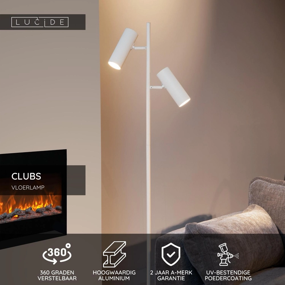 Floor lamp Clubs white Lucide 5411212093479