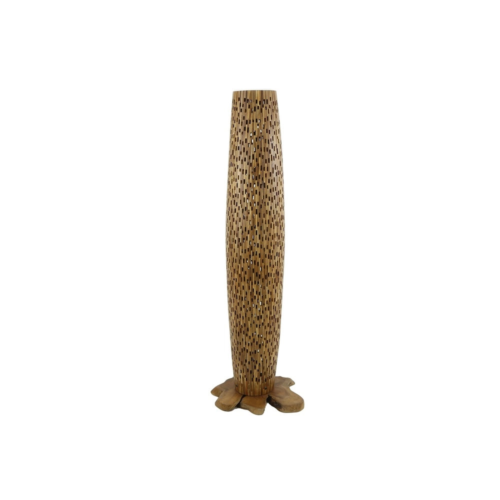 Wooden floor lamp Bars teak - 145cm - Ø 40cm Lyora 8716803512795