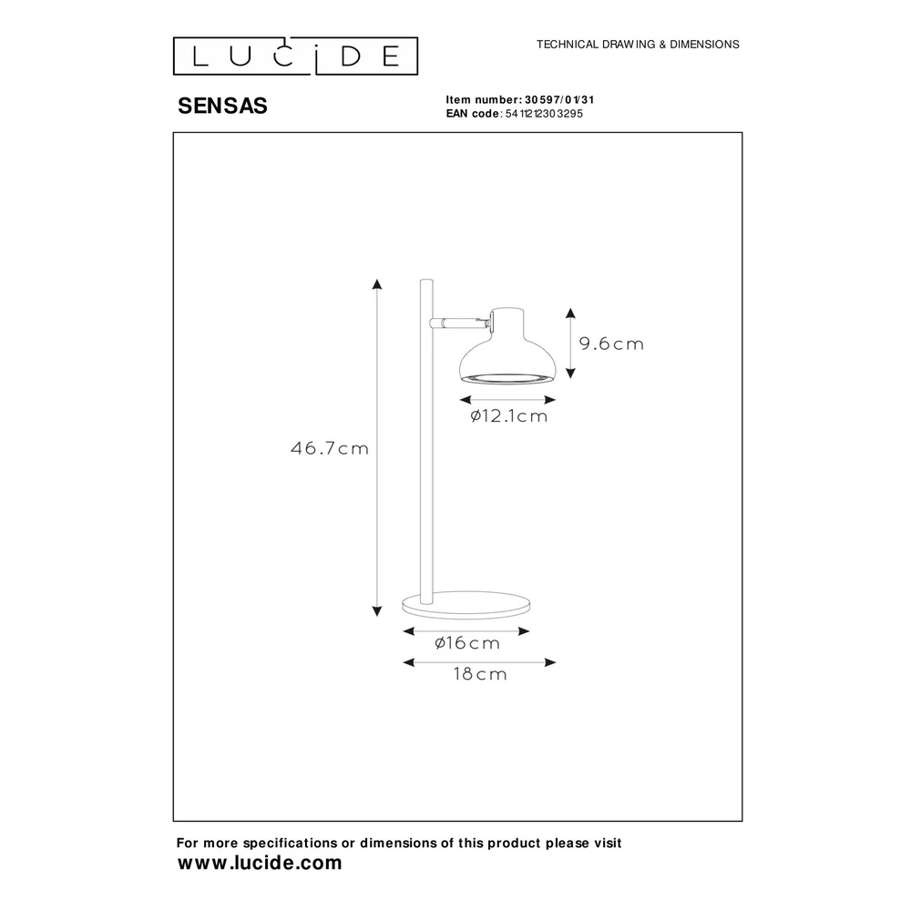 Desk lamp Sensas white design GU10 ES111 Lucide 5411212303295