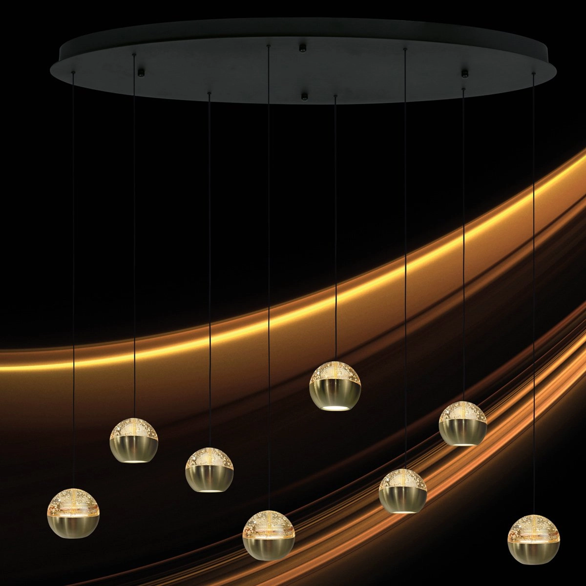 Oval pendant lamp Belluno 8-light LED - brass Steinhauer 8712746183993