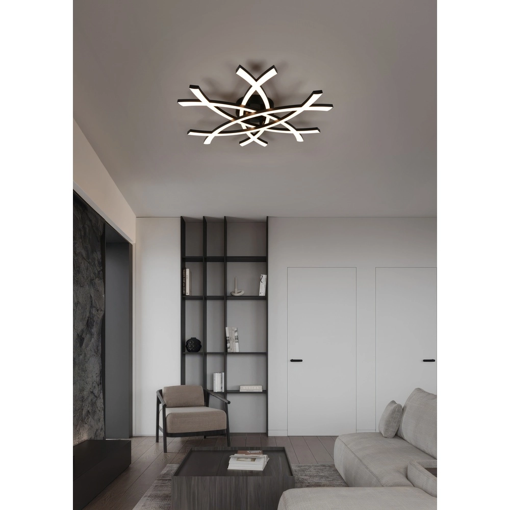 Modern ceiling lamp Pollock 60cm black Trio 4017807659078