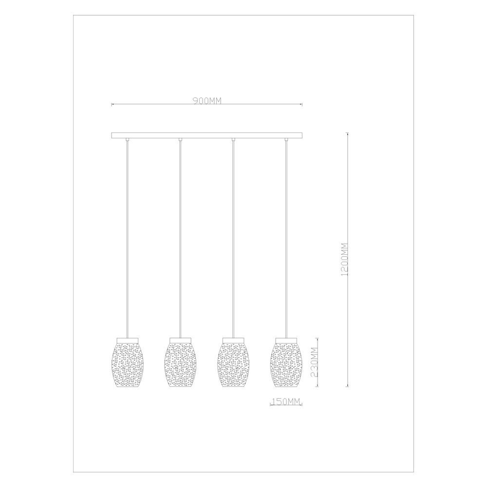 4-light pendant lamp Narri black with gold - small holes Globo 9007371392667