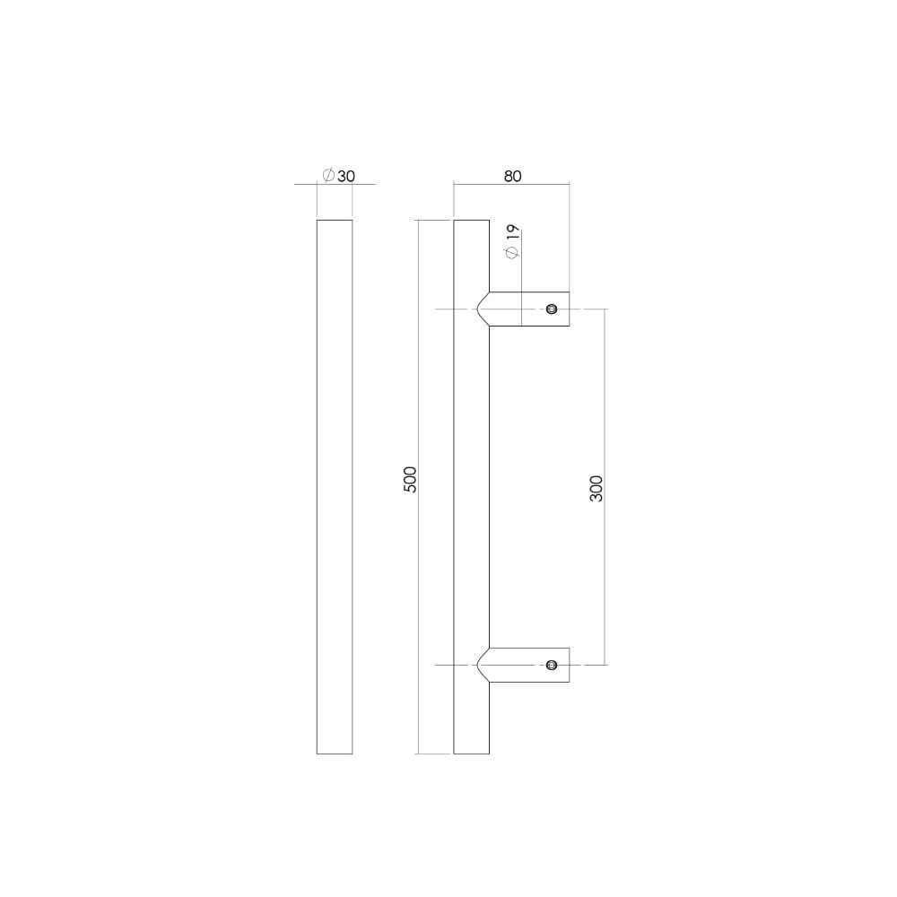 Door handles T-shape Gripon 50x8cm per pair stainless steel Intersteel 8714186464977