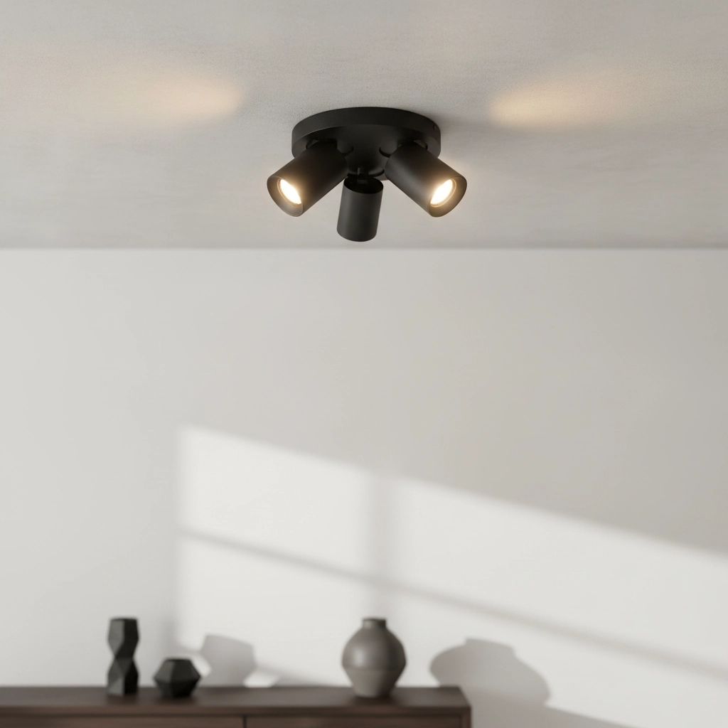 Round ceiling lamp Megano 3-light black
