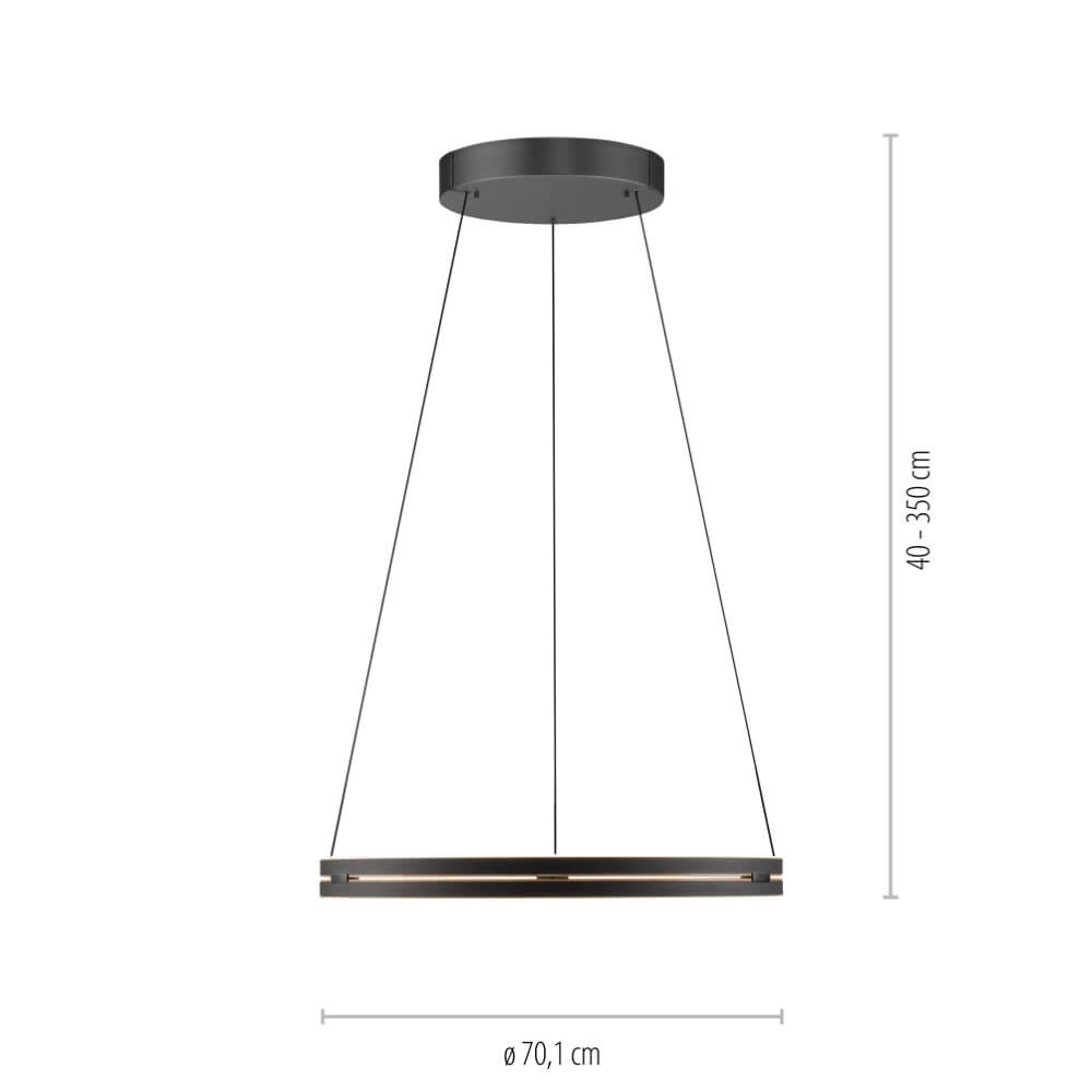Sleek hanging lamp Pure E-Loop black Ø 70cm Paul Neuhaus 4012248384336