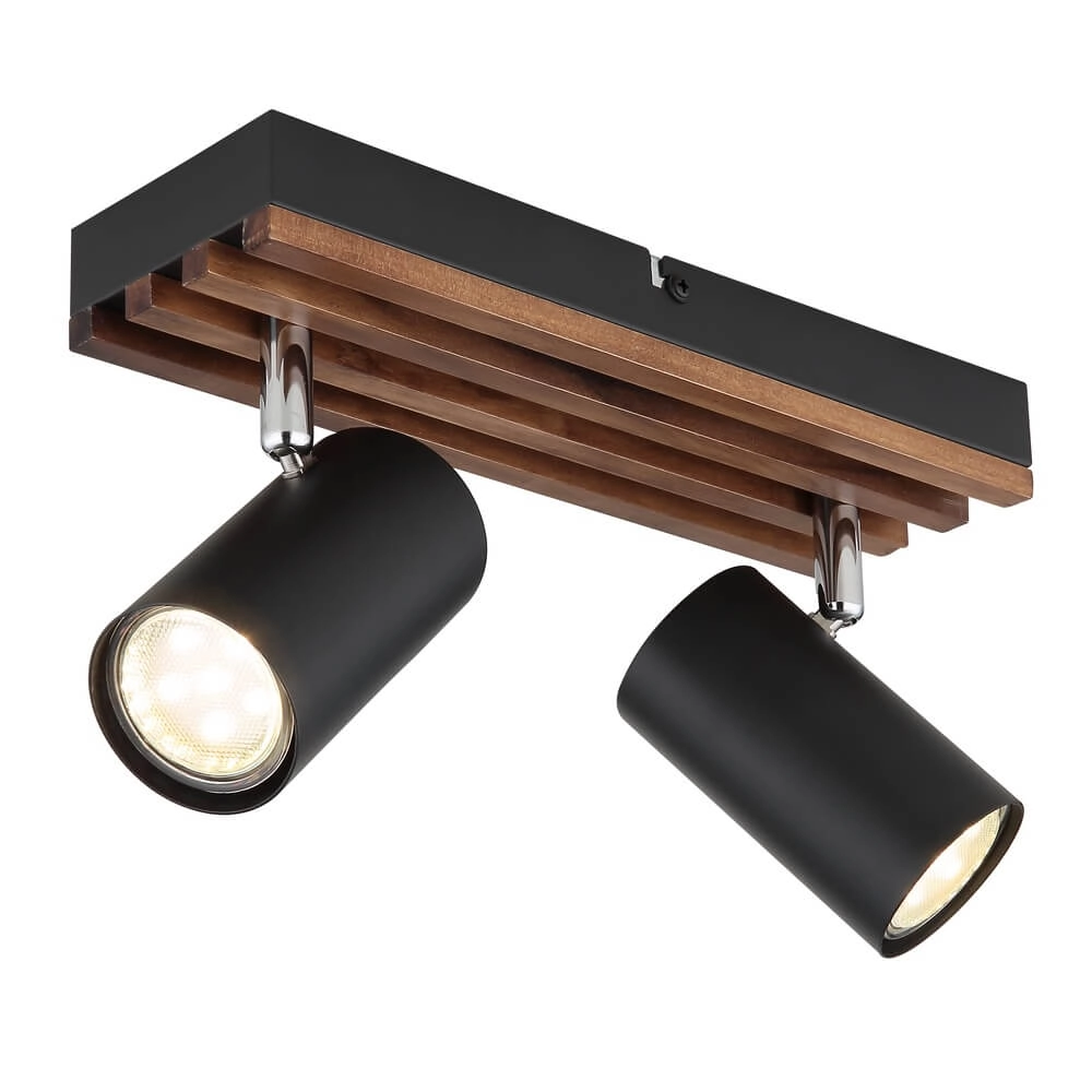 Ceiling lamp Kayden Double black with wood