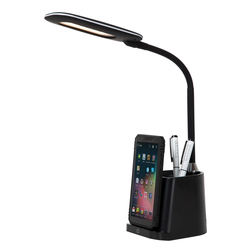 Desk lamp Penny with wireless charging panel black Lucide 5411212185914