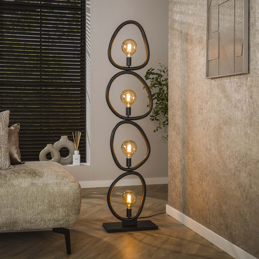 Country floor lamp Pebble artic black - 4x E27