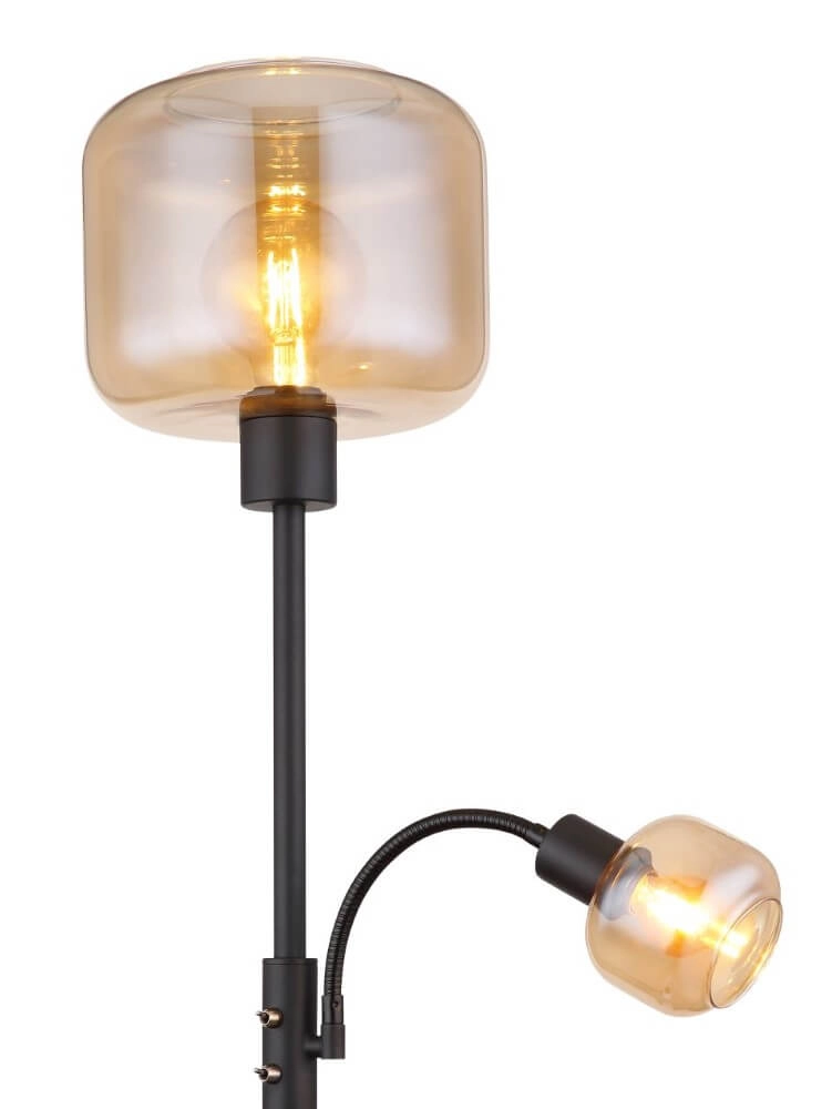Black floor lamp Giuseppe Amber glass Globo 9007371441228