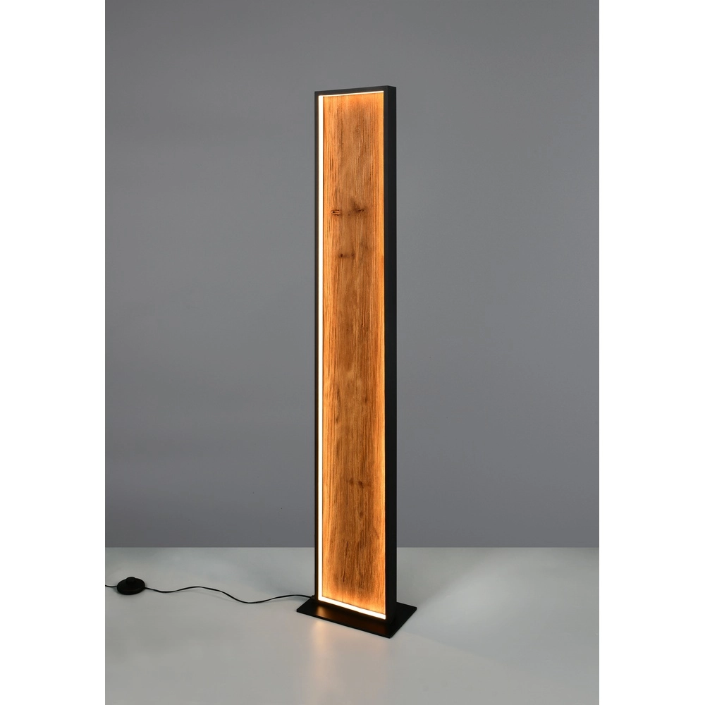 Design floor lamp Kalea black with wood Trio 4017807661446
