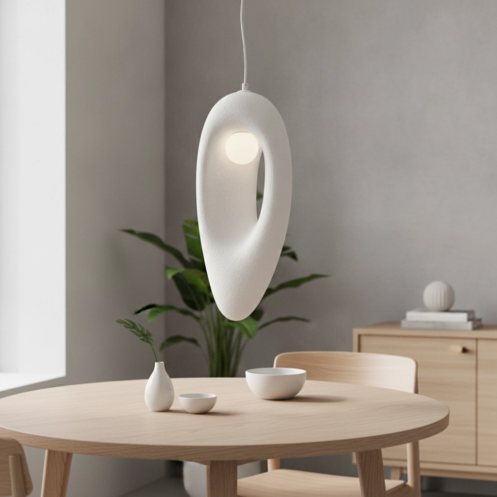 Natural pendant lamp Tempus white 48cm