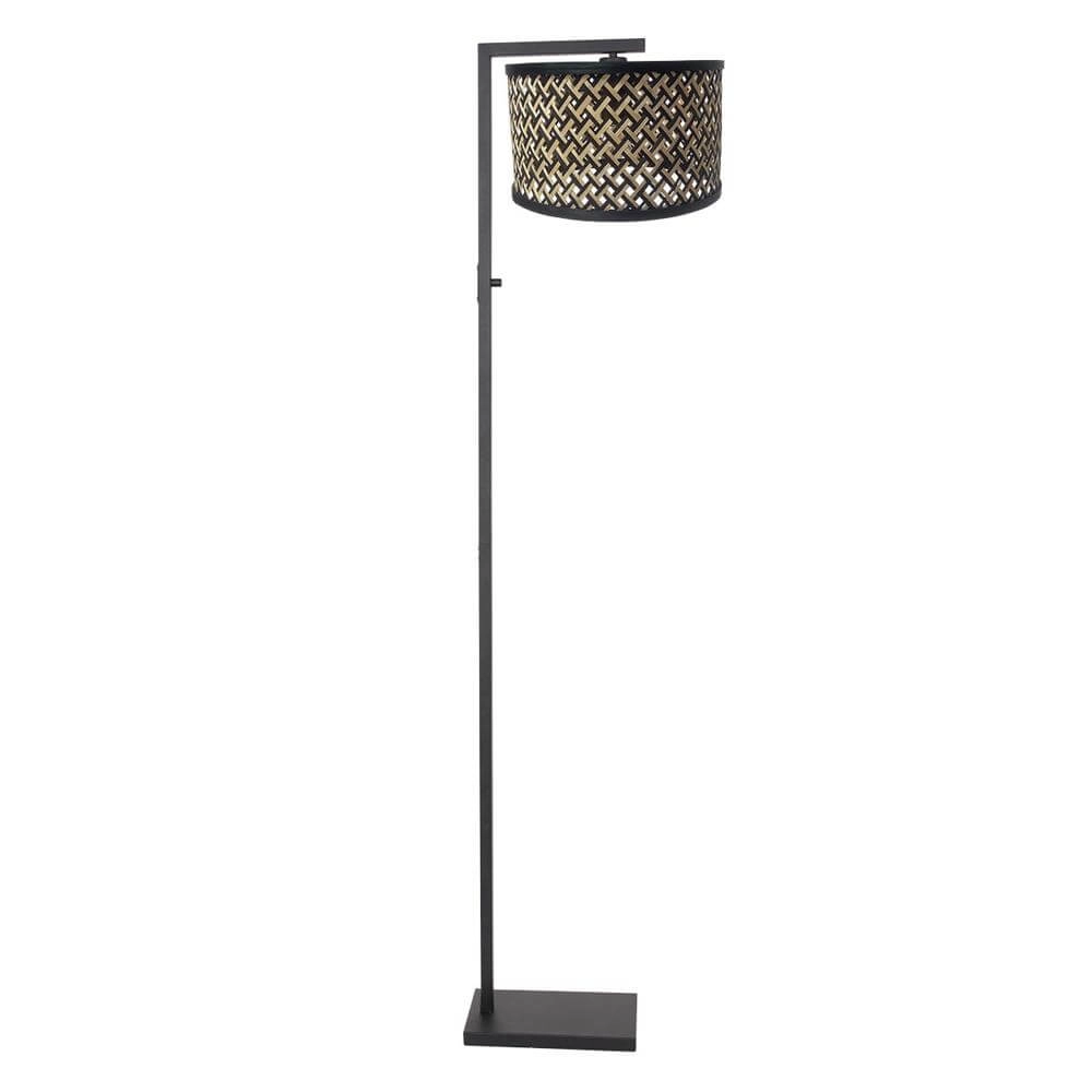 Floor lamp Stang black with bamboo shade