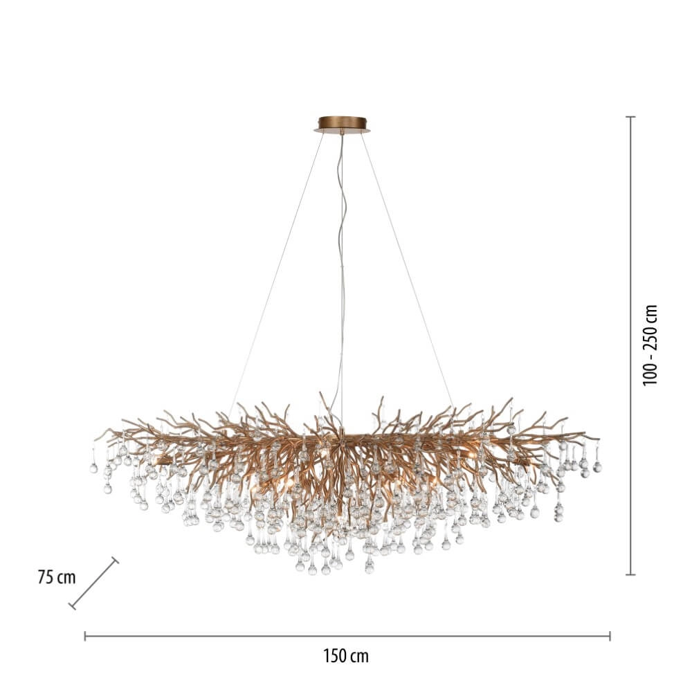 Large chandelier Icicle Antique brass Paul Neuhaus 4012248332917