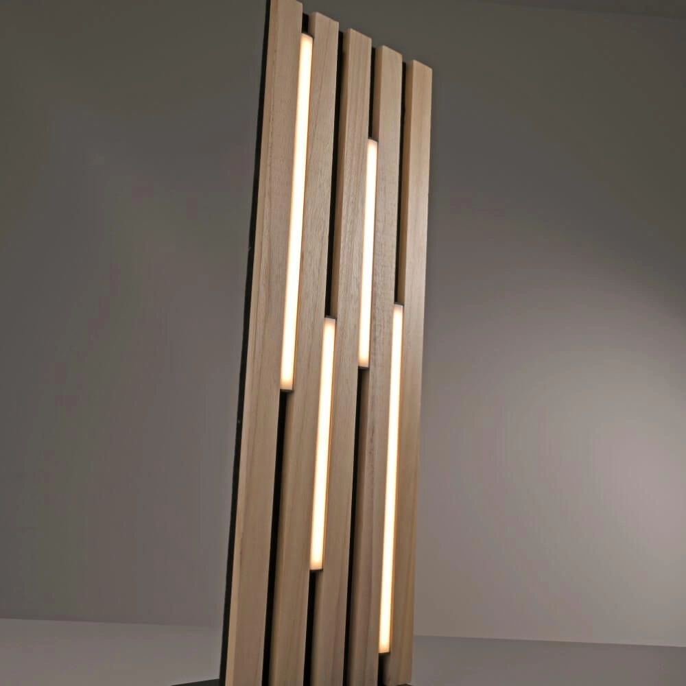Design floor lamp Q-Akustik wood Paul Neuhaus 4012248385401