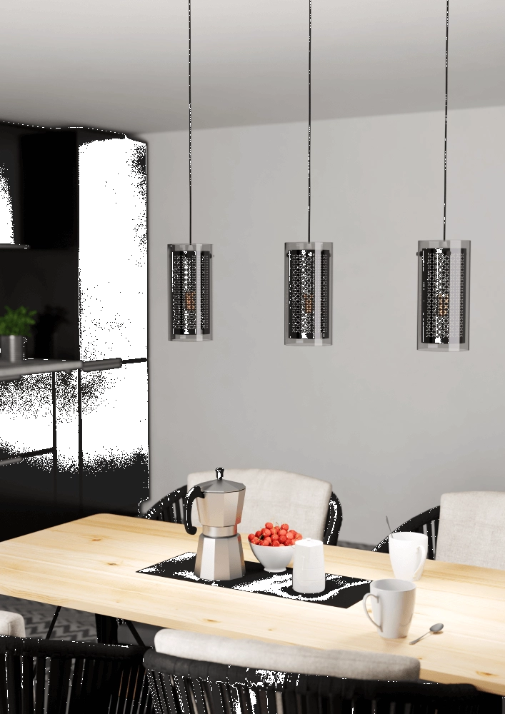 Dining table lamp Pinto Textil 1 black with glass Eglo 9008606235698