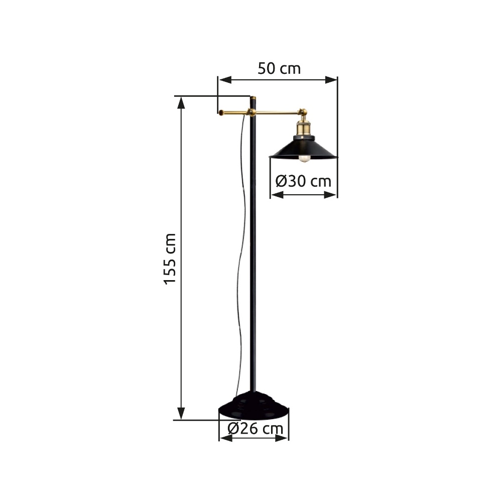 Industrial floor lamp Lenius black with gold Globo 9007371336388