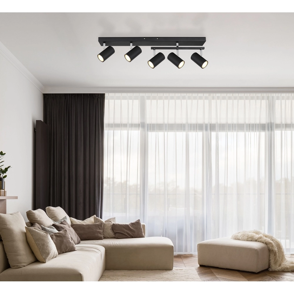 Ceiling lamp 5-lights Robby Black Globo 9007371439577