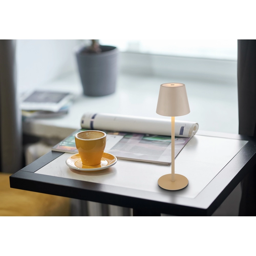 Modern table lamp Vannie I Sand brown also rechargeable for bottle Globo 9007371468805