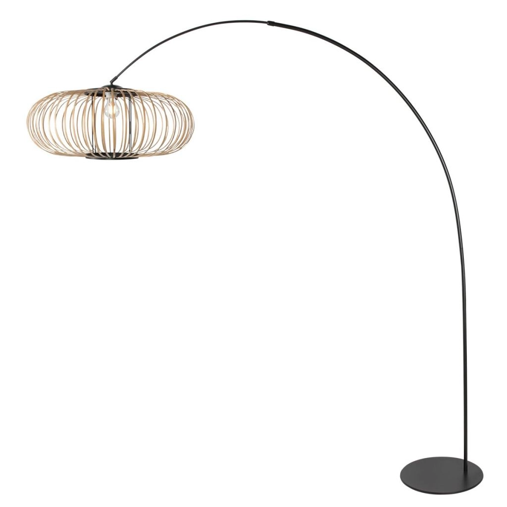 Arc lamp black Curve with bamboo shade Ø60cm Steinhauer 8712746183122