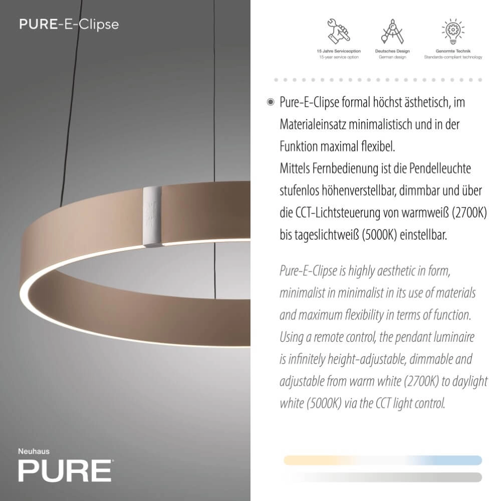 Round hanging lamp Pure E-Clipse bronze Ø 50cm Paul Neuhaus 4012248386408