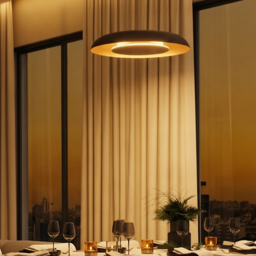 Modern pendant lamp Epos Ø 40cm black with gold