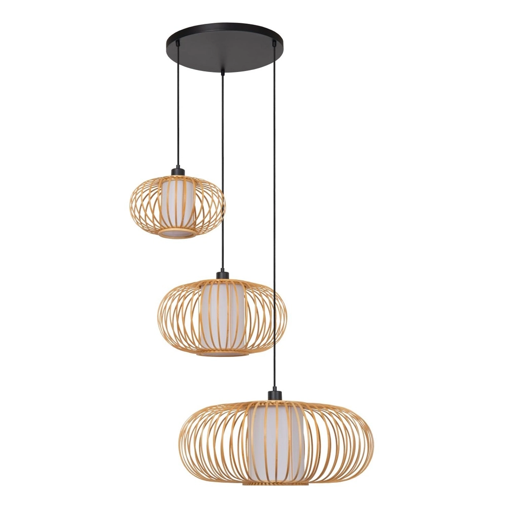 Pendant lamp Thuline Wood look 3-light