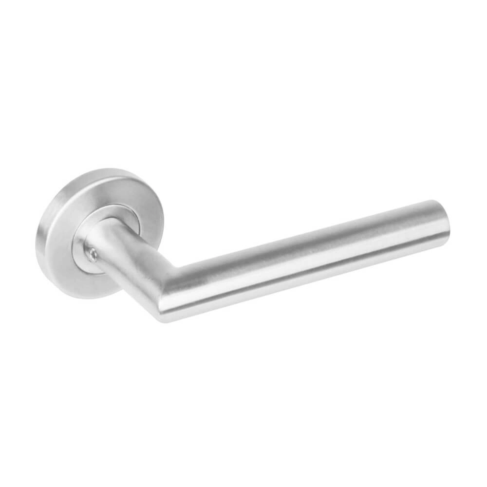 Door handle Hoek 90 rosette with ridge stainless steel