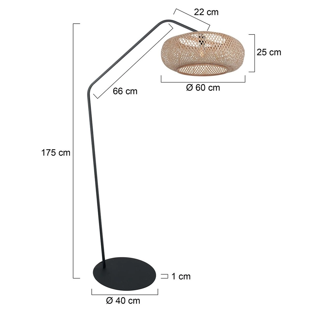 Arc lamp ZigZag with rattan hood Steinhauer 8712746183030