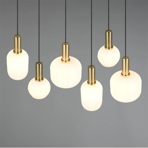 Dining room pendant lamp Diva 6-light - white glass Trio 4017807614510