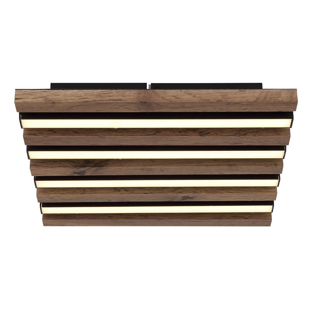 Ceiling lamp Hayden black with wood square 30cm Globo 9007371507641