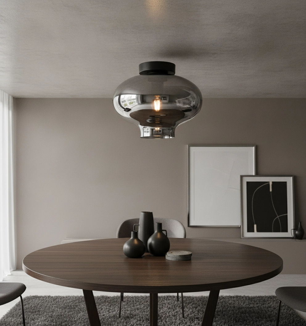 Ceiling light Toronto with titanium glass