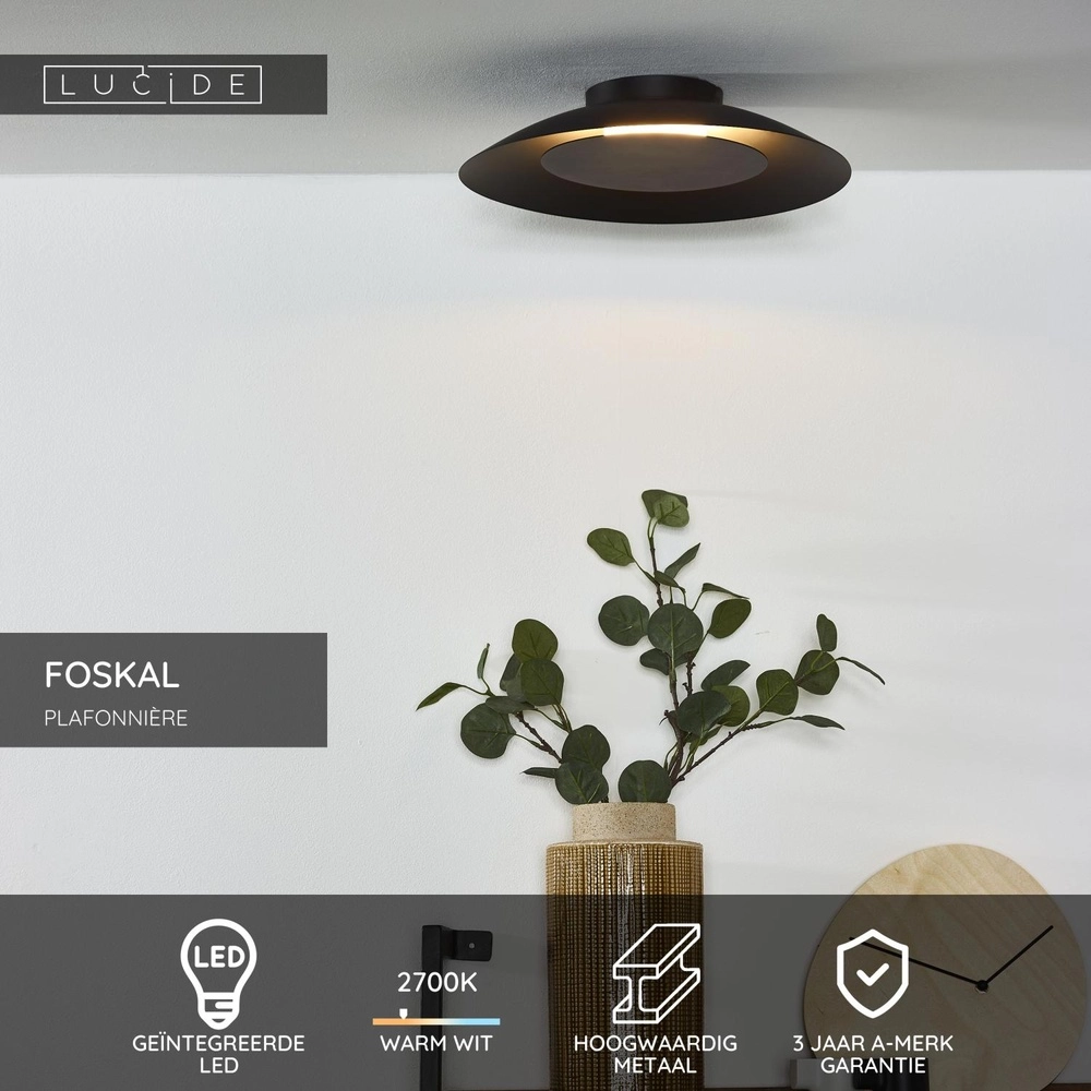 Ceiling lamp Foskal Ø 34.5cm black Lucide 5411212791504