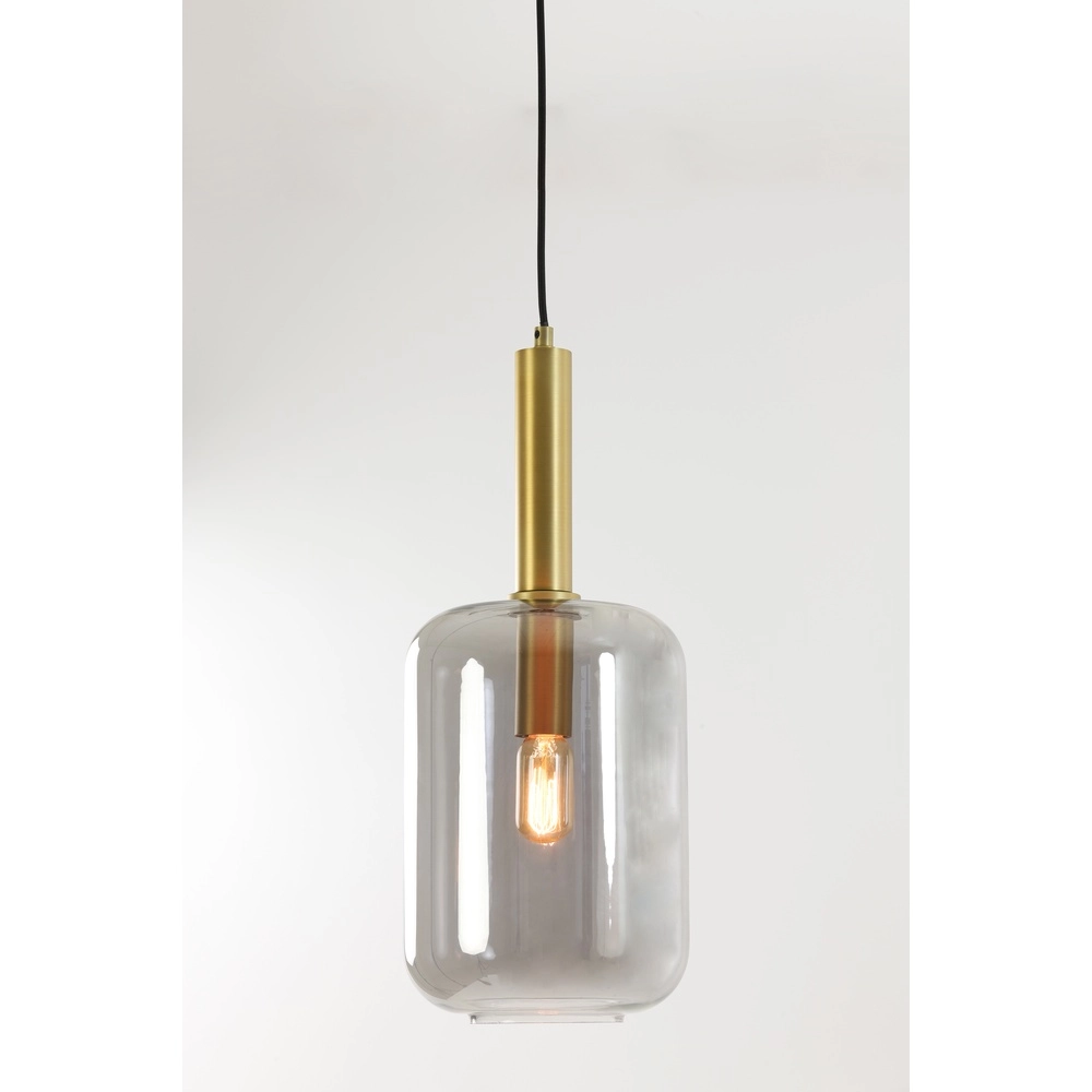 Glass pendant lamp Lekar 1x E27 - brass and smoke glass Light & Living 8717807601447