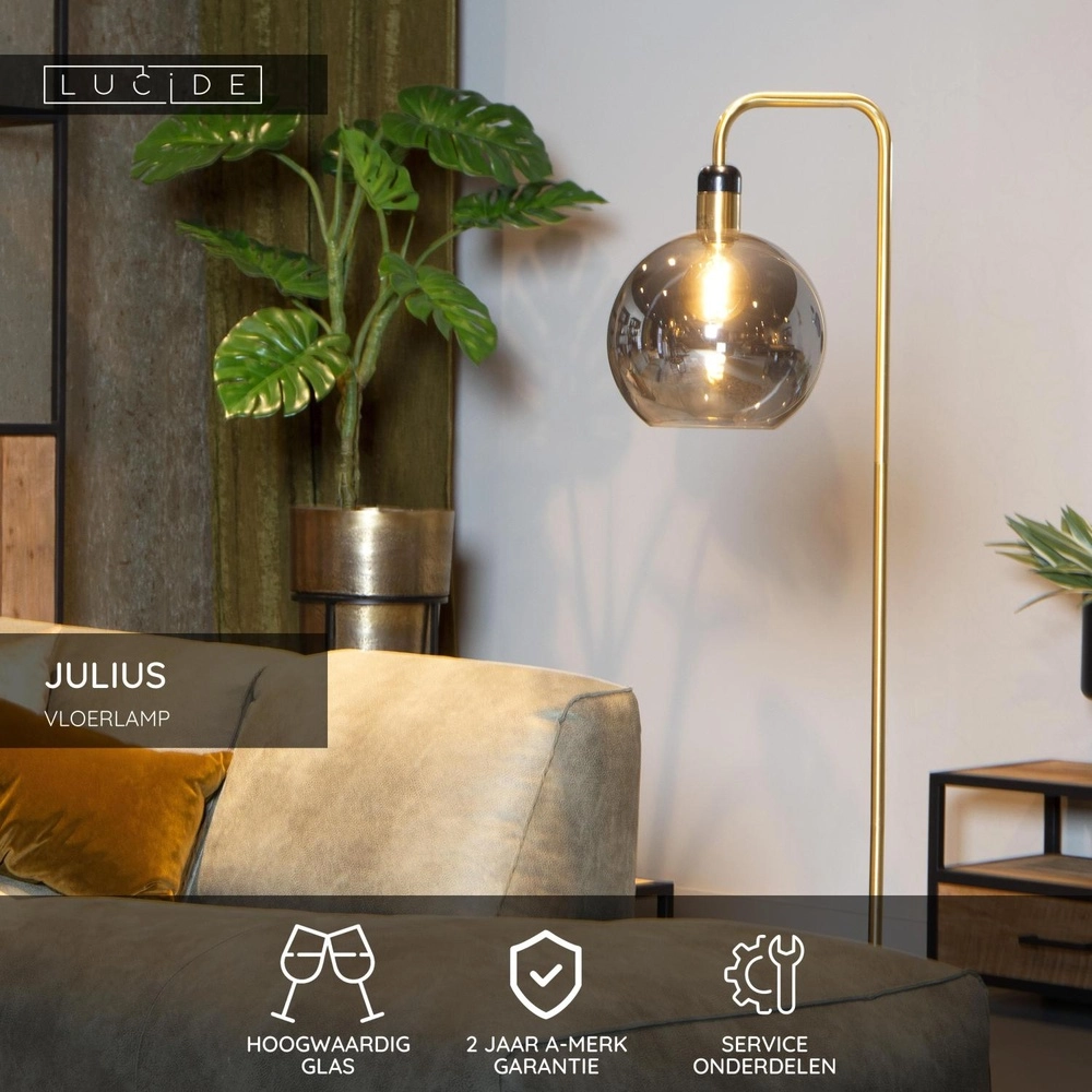 Floor lamp Julius smoke glass Lucide 5411212343437