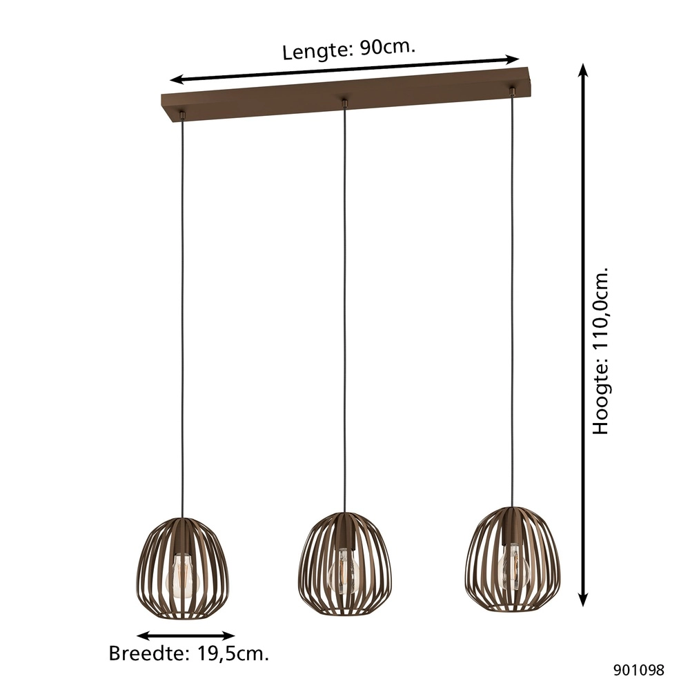 Bronze dining table lamp Espinal Ø 19,5cm - 3x E27 Eglo 9008606312597