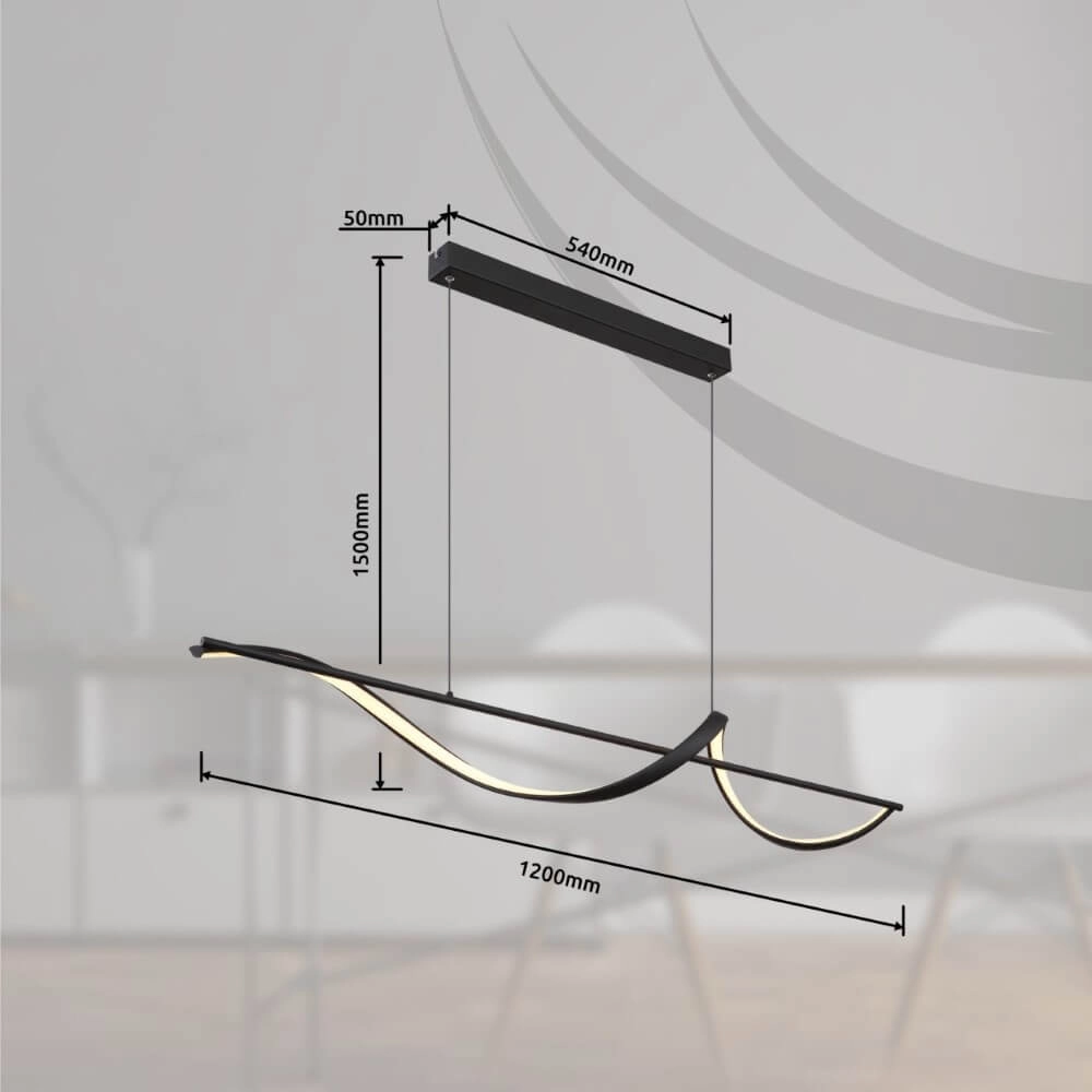 Wavy pendant lamp Violino Black design Globo 9007371446117