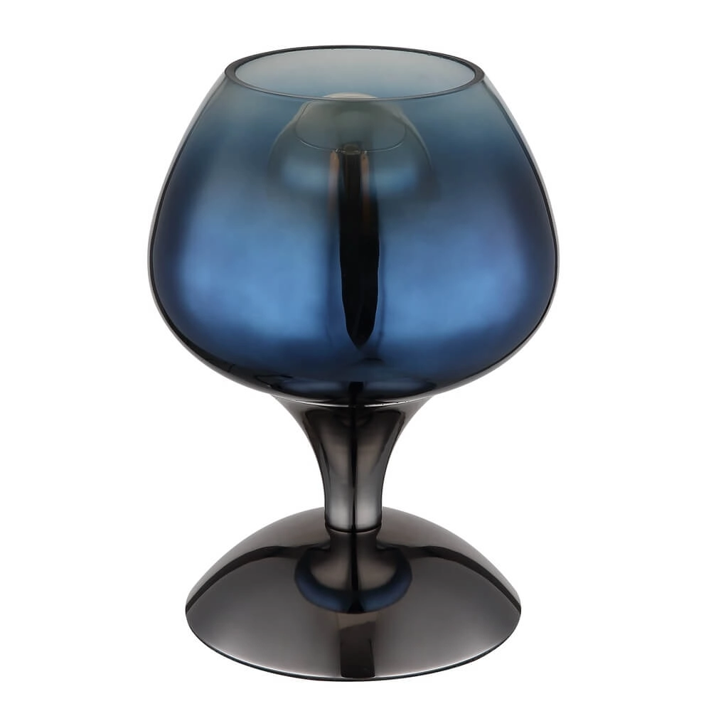 Gunmetal table lamp Maxy with blue glass Ø 15cm Globo 9007371468935