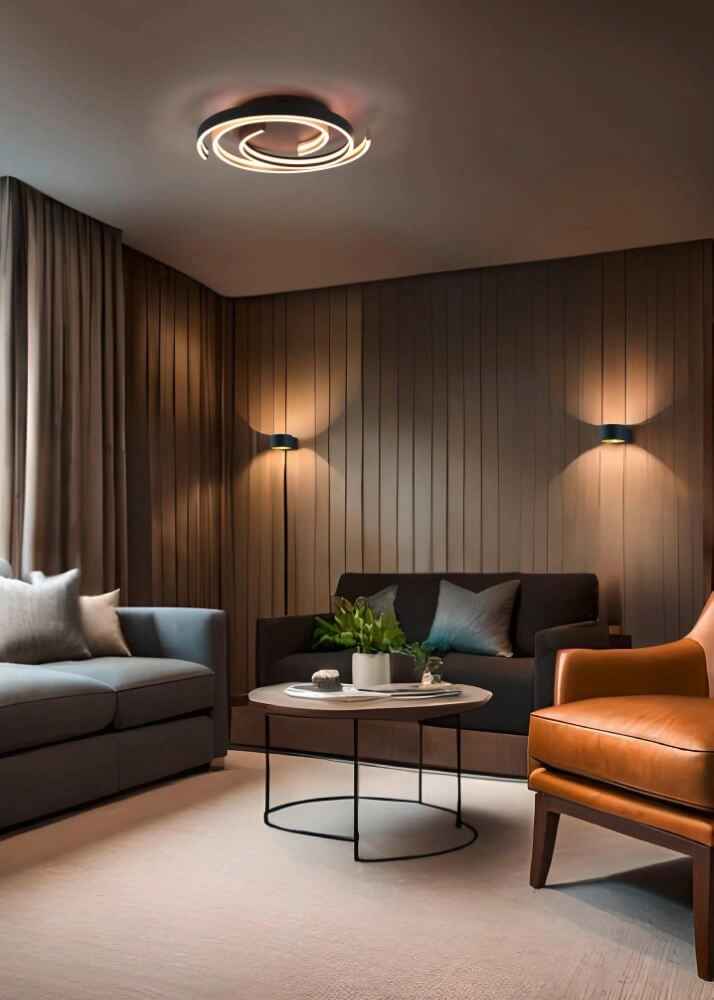 Dimmable ceiling lamp Caya gold with black Trio 4017807541953