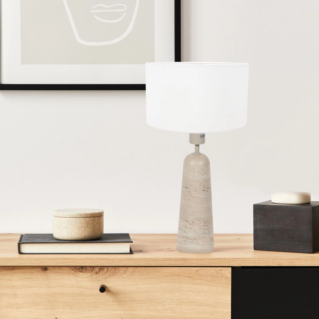 Stone Table Lamp Travino with white shade Ø30cm Steinhauer 8712746183474