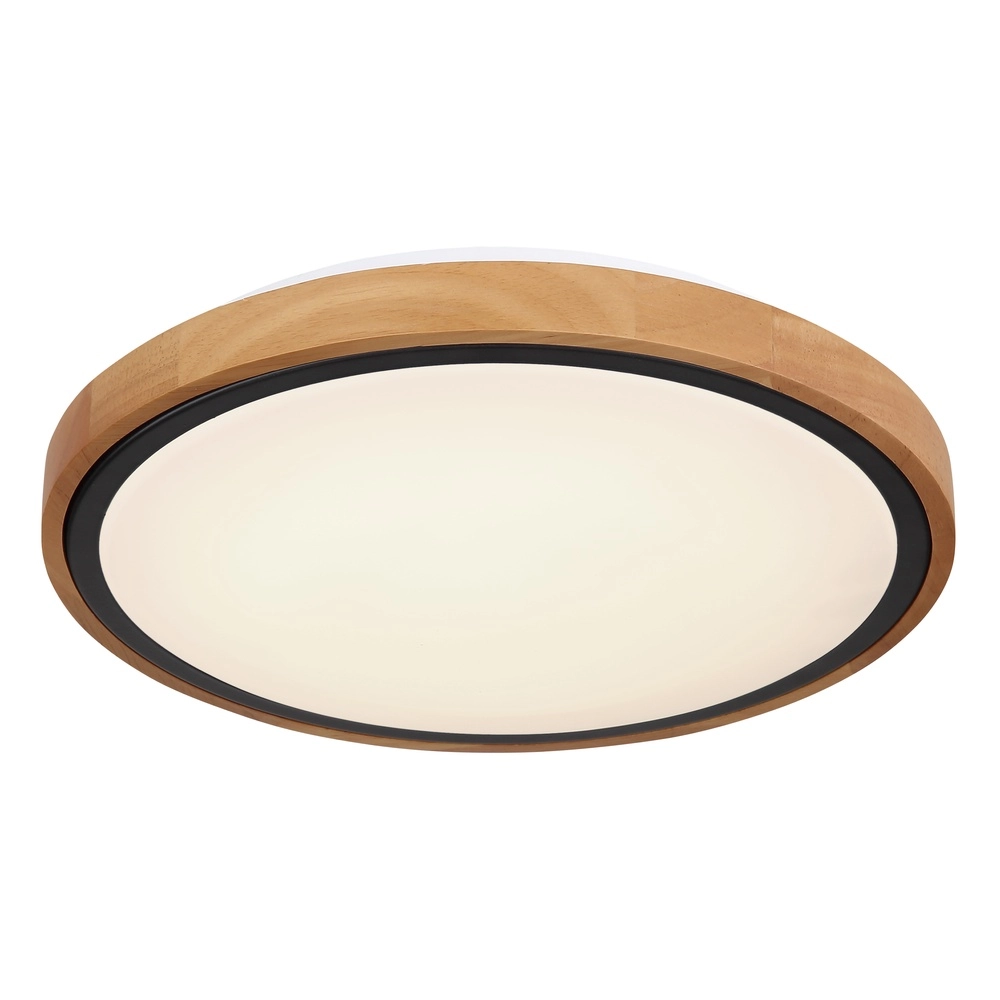 Ceiling lamp Bruno Ø 30.7cm black with wood