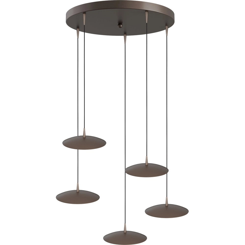 5-light pendant lamp Scala Ø 50cm cocoa brown