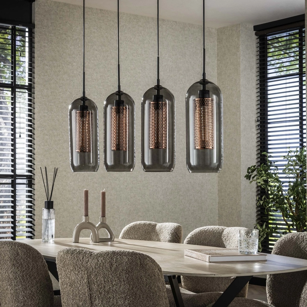 4L pendant light Smoke E27 - black with copper Lyora 8716803512139