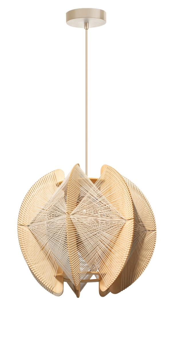 Wooden pendant lamp with wires Jessica oak - Ø 40cm