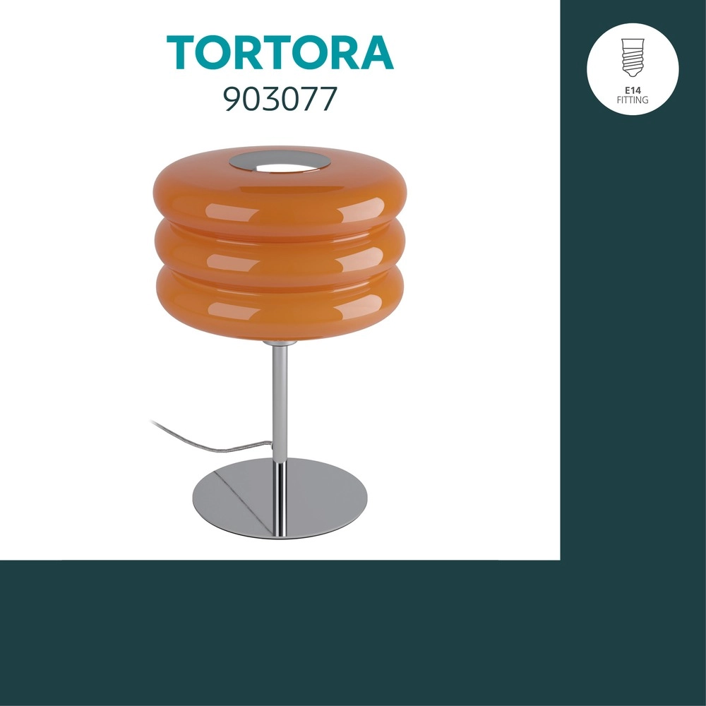 Design table lamp Tortora chrome with orange Ø 20cm