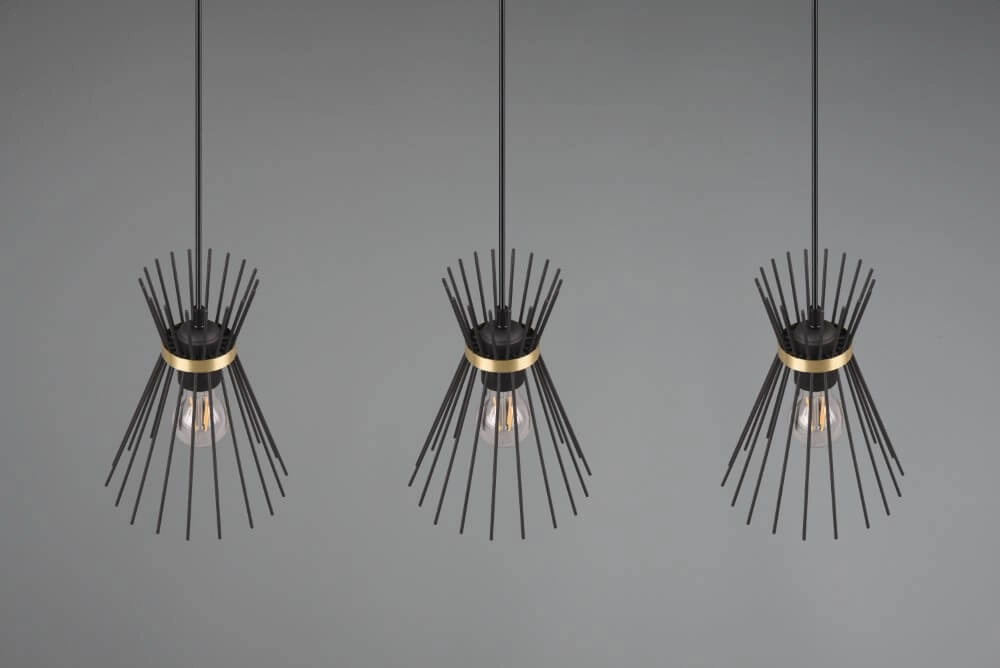 Pendant lamp Rod Design black 3-lights Trio 4017807576771