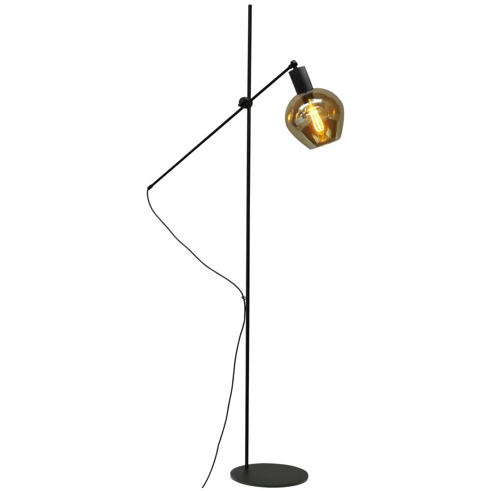Floor lamp black Bounty adjustable with round glass